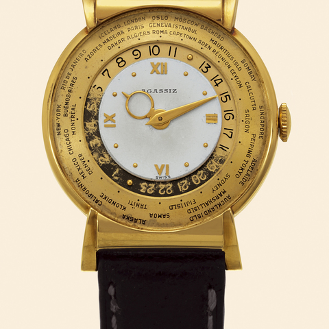 World Time' Agassiz Watch Co., No. 4624580. Made in the 1940s