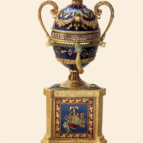 'Gold and Enamel Urn Clock'
Austrian, circa 1900.
Fine and rare