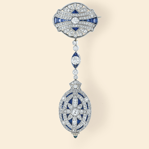 Art Deco Sapphire & Diamond Gruen Watch Co., No. 9220. Made circ