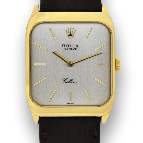 Rolex - Ref. 4105 - Cellini Rolex, Cellini, case No. X467700, Ref. 4135.  Made circa 1992. Fine and elegant, rectangular, thin, 18K yellow gold  wristwatch. | Important Modern and Vintage Timepieces | New York, 8th June  2011