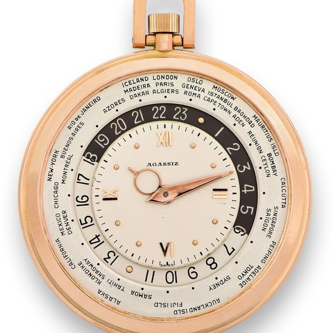 AGASSIZ PINK GOLD WORLD TIME DRESS WATCH
Agassiz, Swiss, "World