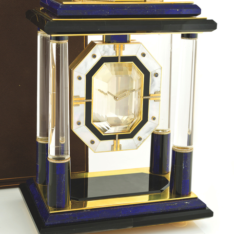 IMHOF ' ROCK CRYSTAL, LAPIS LAZULI & DIAMOND MYSTERY CLOCK ImHof