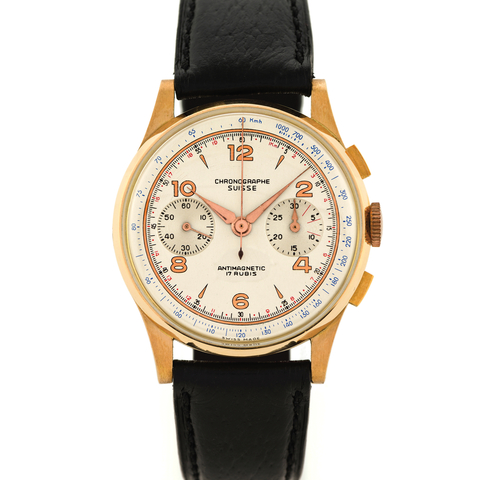 SWISS PINK GOLD ANTIMAGNETIC A
CHRONOGRAPH - NEW OLD STOCK
"Chro