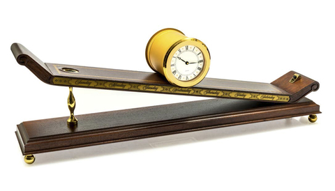IMHOF INCLINED CLOCK BRASS AND WOOD A fine self-winding brass in
