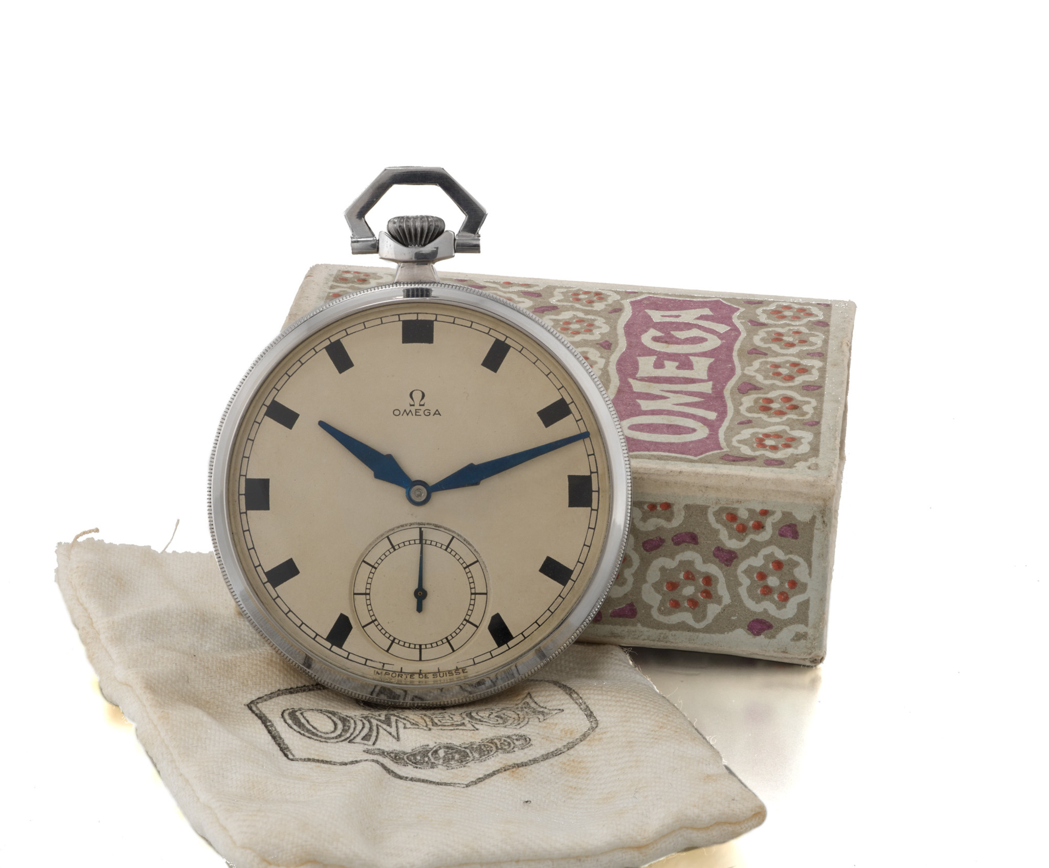 OMEGA, ART DECO POCKET WATCH, STEEL 