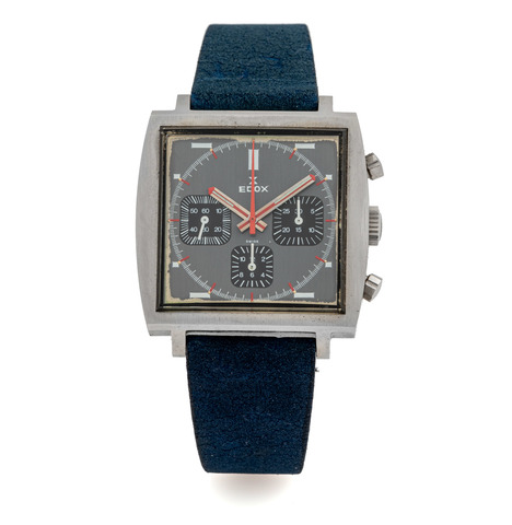 Edox   Chronograph, minute and hour counters, grey and black dia
